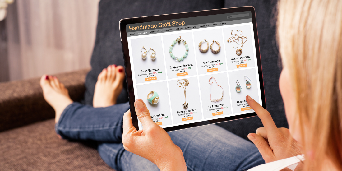 Woman shopping jewelry online